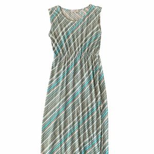 LOFT Maxi Dress-Turquoise, Tan & Beige Stripes